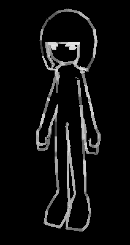 3D model of a low-poly person, with pulsing outline.